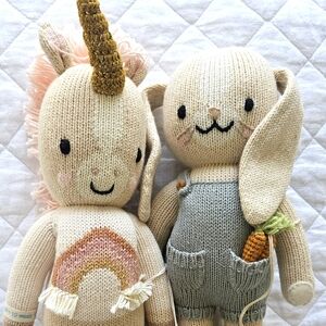 Handmade Knit Unicorn and Bunny Stuffed Animals